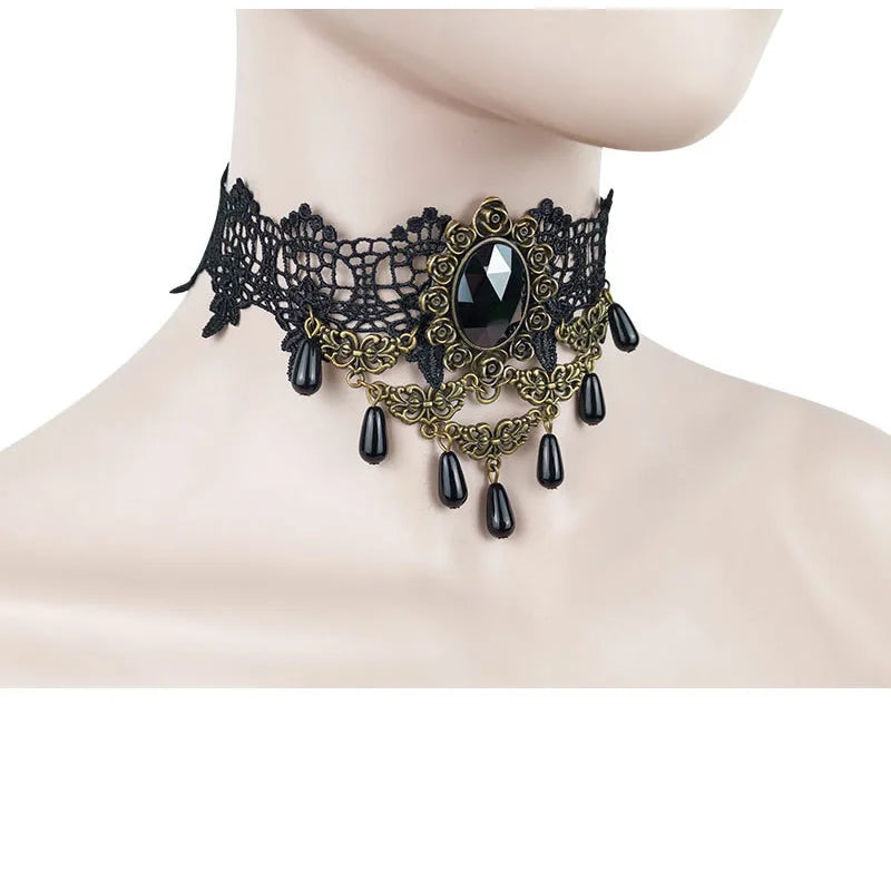 Gothic Jewelry Red Bat Halloween Necklace