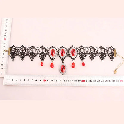 Gothic Jewelry Red Bat Halloween Necklace