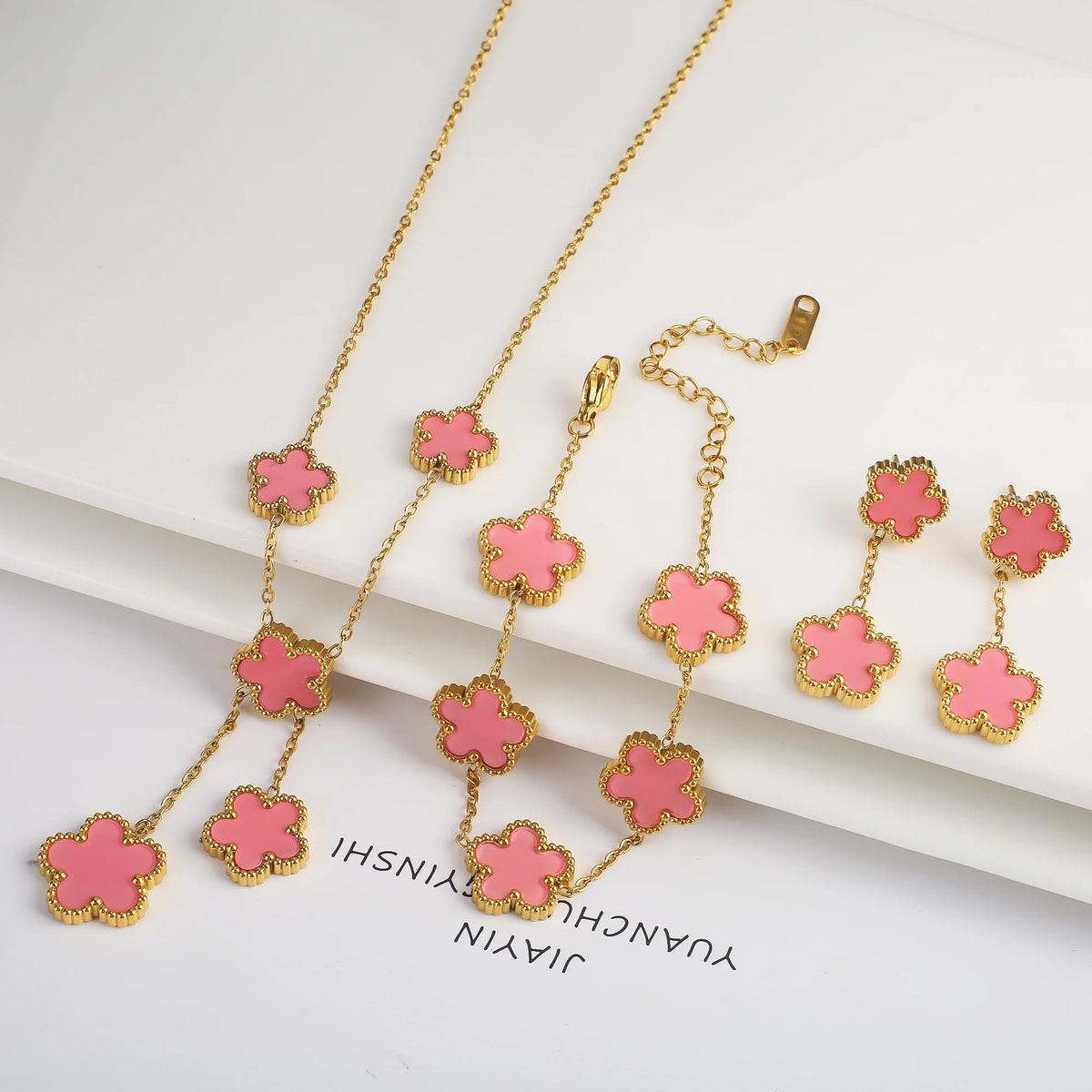 Flower Necklace Earrings Set