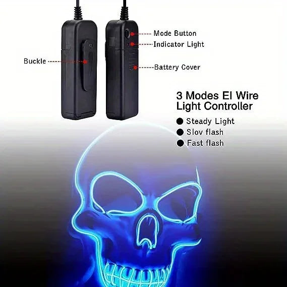 Halloween Horror Skull Mask LED Cold Light Mask