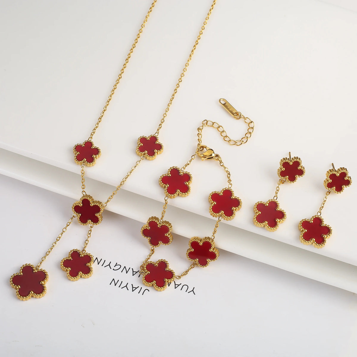 Flower Necklace Earrings Set