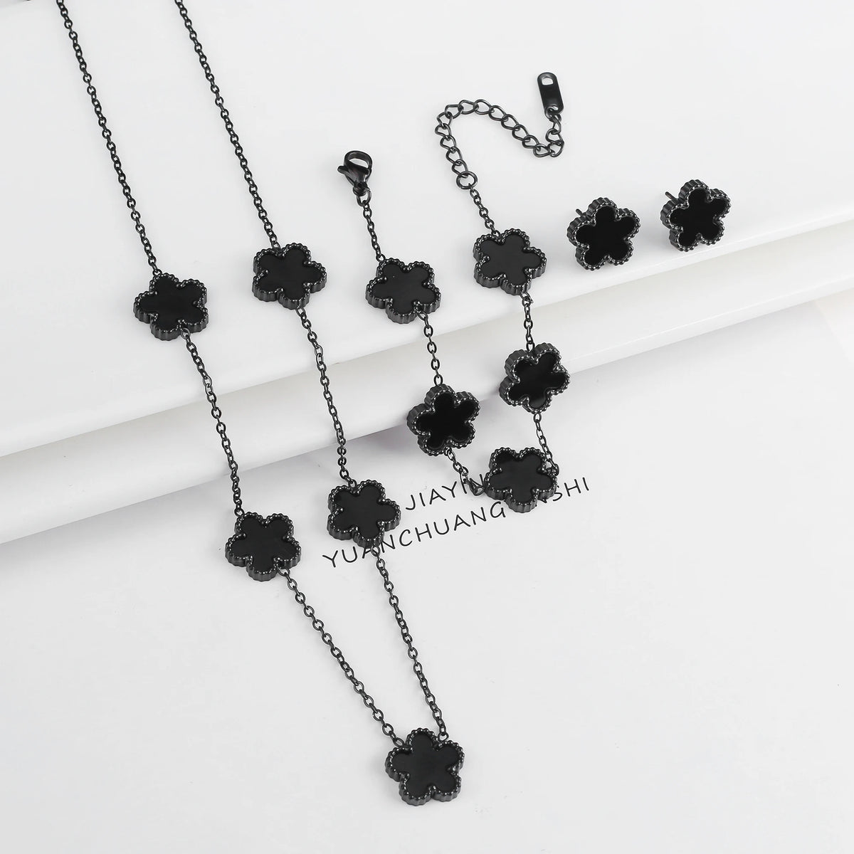 Flower Necklace Earrings Set