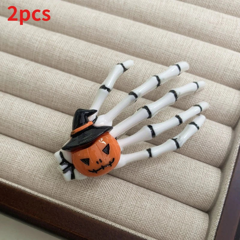 Set New Skull Hand Bone Hairpin Gripper Ghost Skeleton Hair Clips