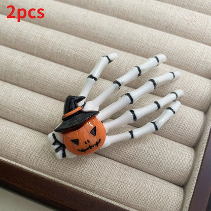 Set New Skull Hand Bone Hairpin Gripper Ghost Skeleton Hair Clips