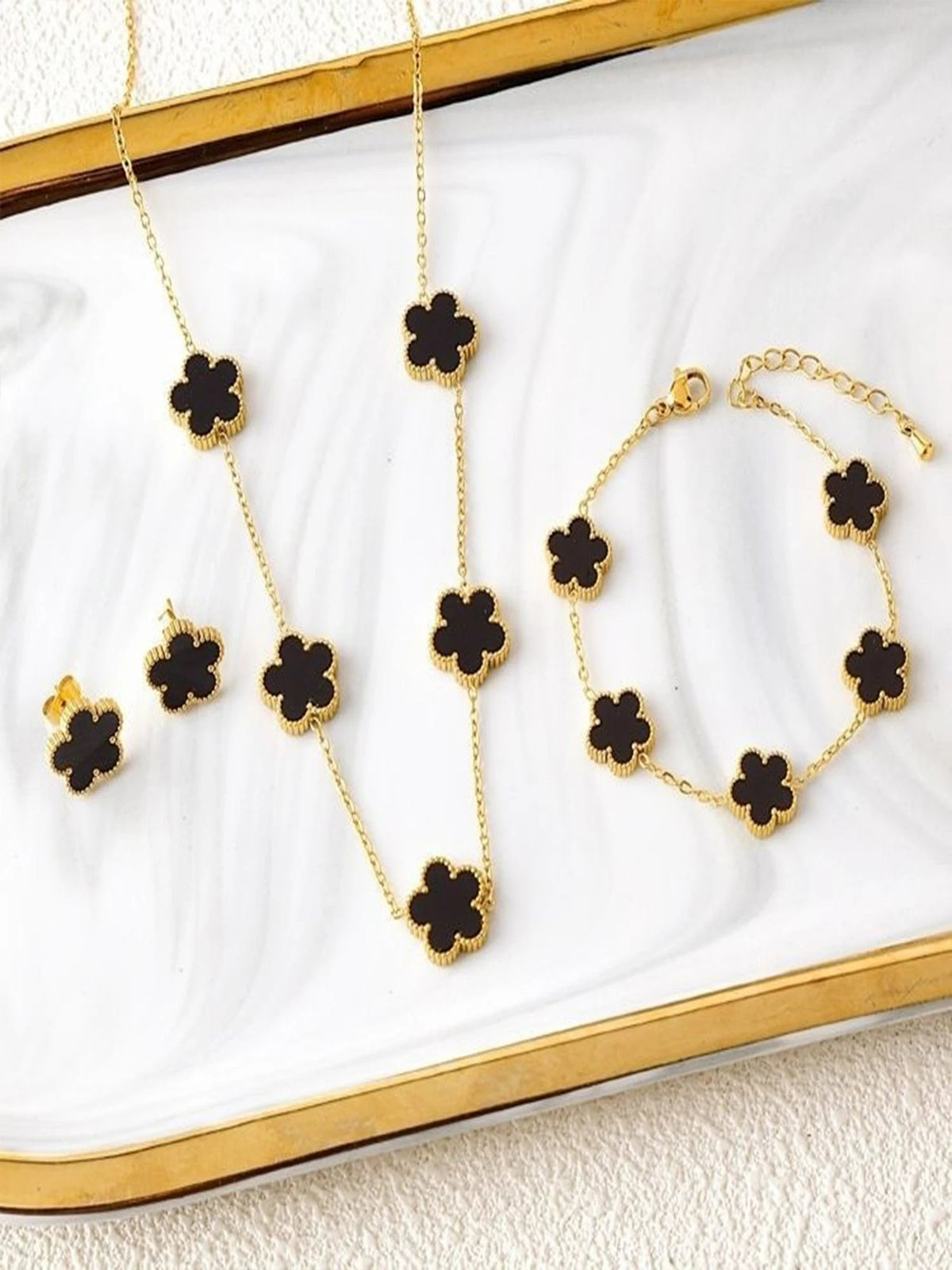 Flower Necklace Earrings Set