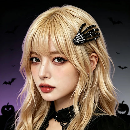 Set New Skull Hand Bone Hairpin Gripper Ghost Skeleton Hair Clips