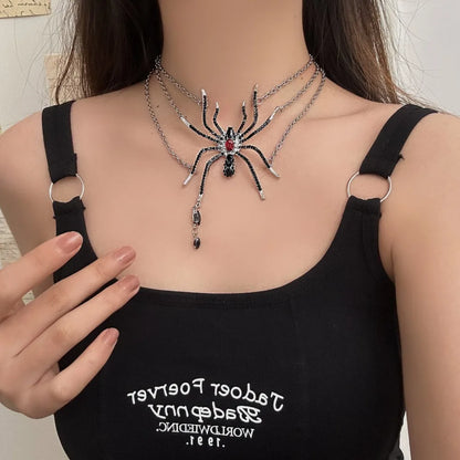 Black Spider Tassel Multi-layered Necklace
