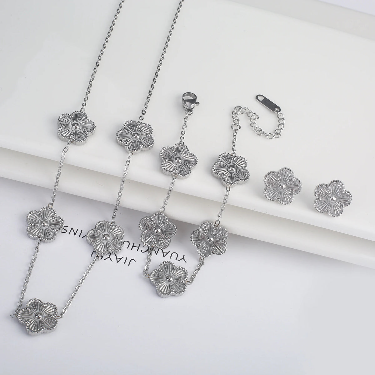 Flower Necklace Earrings Set