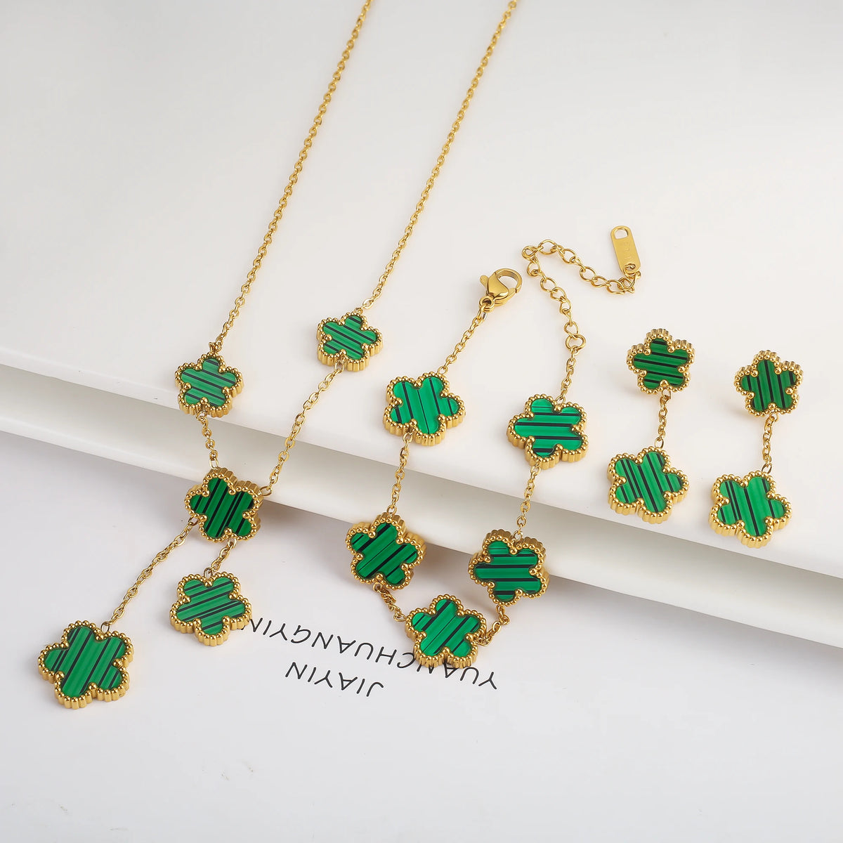 Flower Necklace Earrings Set