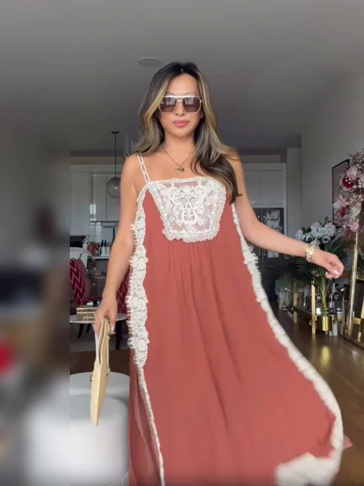Terracotta Lace Slip Dress