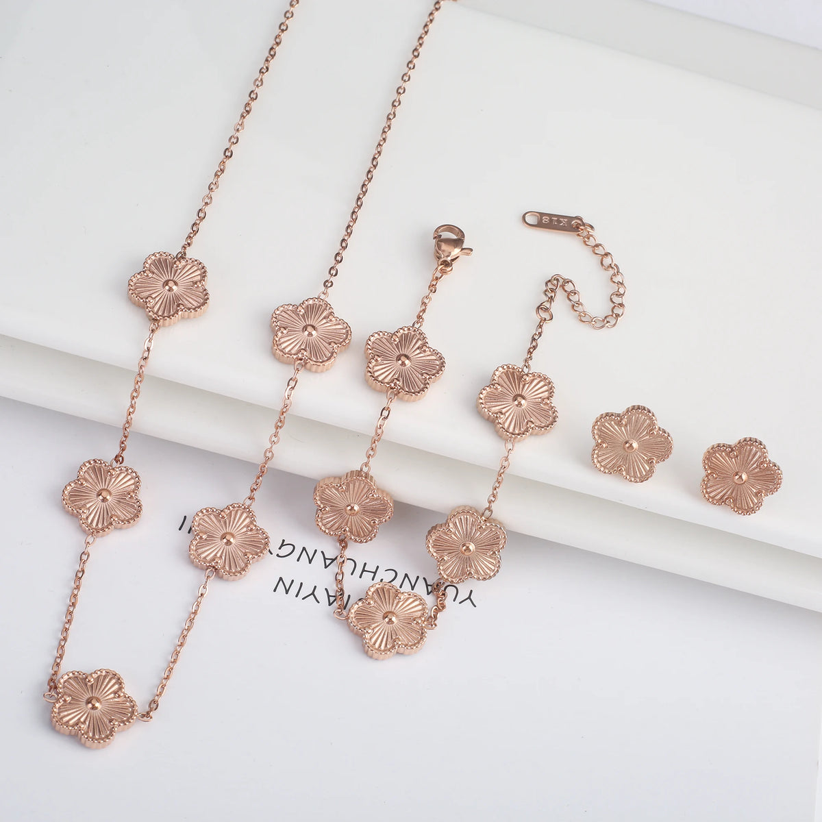 Flower Necklace Earrings Set