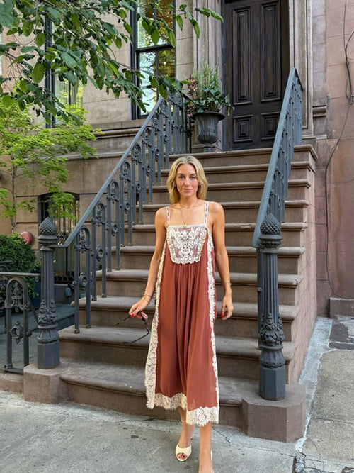 Terracotta Lace Slip Dress