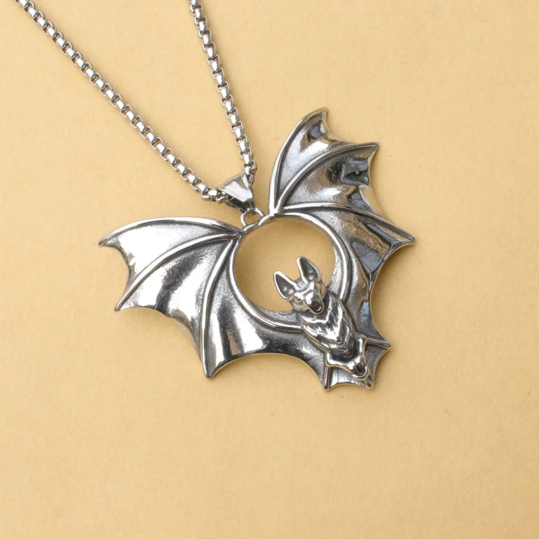 Flying Bat Pendant Necklace