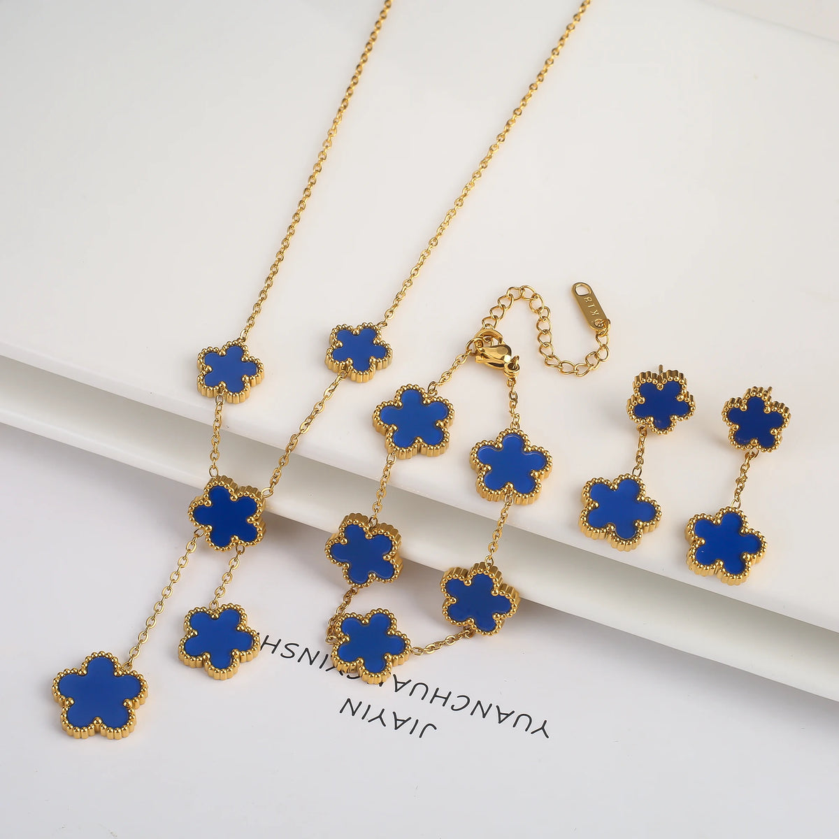 Flower Necklace Earrings Set