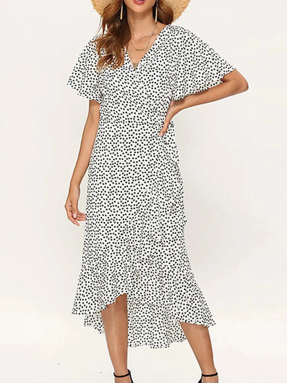 Casual Floral Chiffon High-Low Beach Maxi Dress
