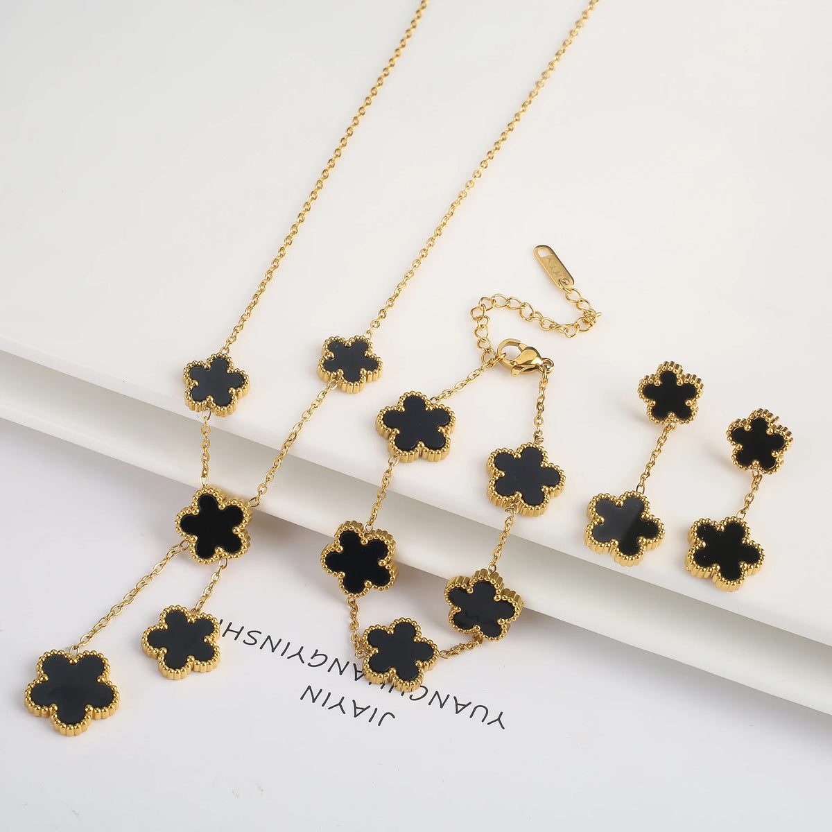 Flower Necklace Earrings Set