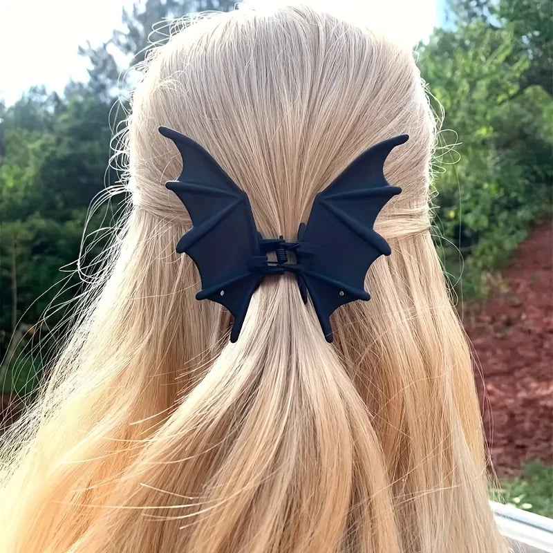 Halloween Black Bat Wings Hair Claw Clip