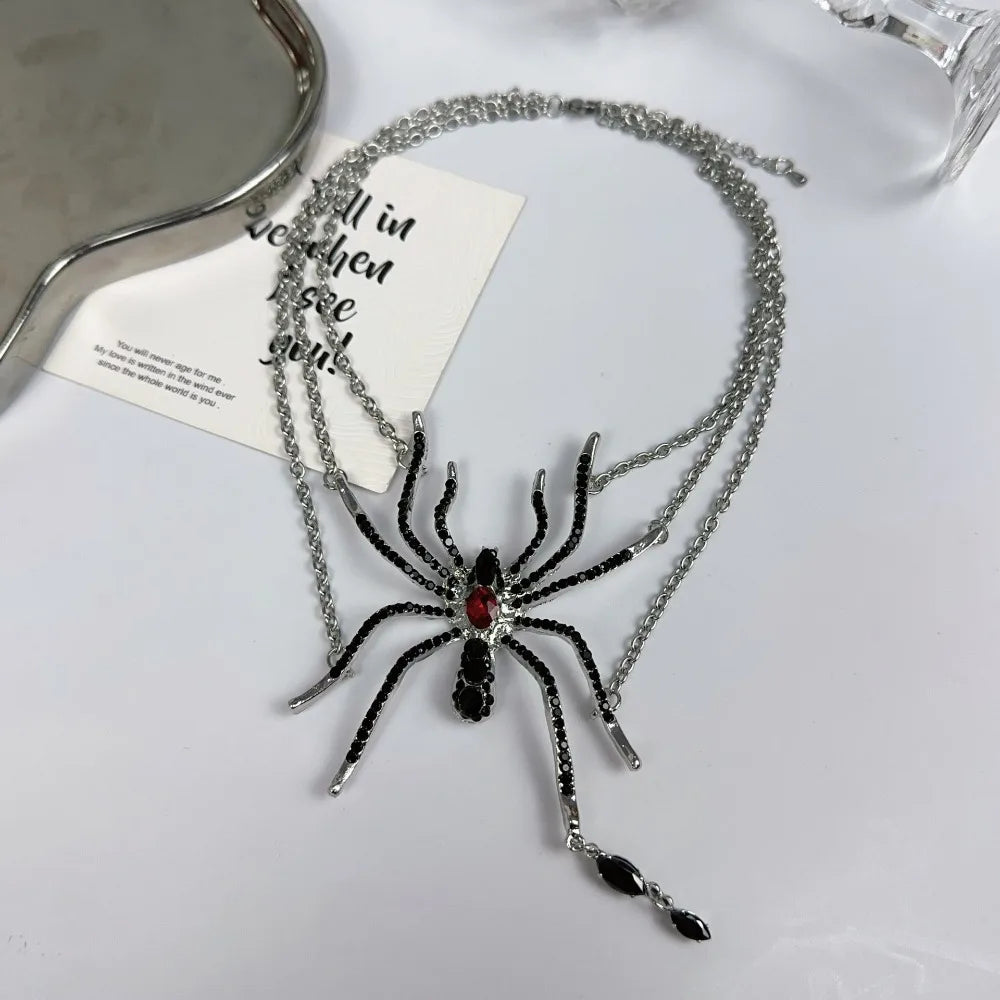 Black Spider Tassel Multi-layered Necklace