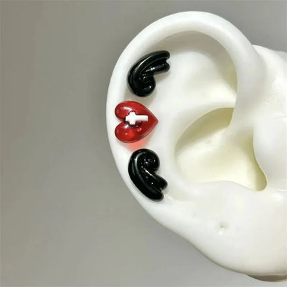 3Pcs Set Shiny Angel Wings Ear Studs