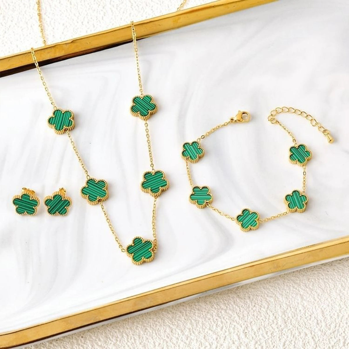 Flower Necklace Earrings Set