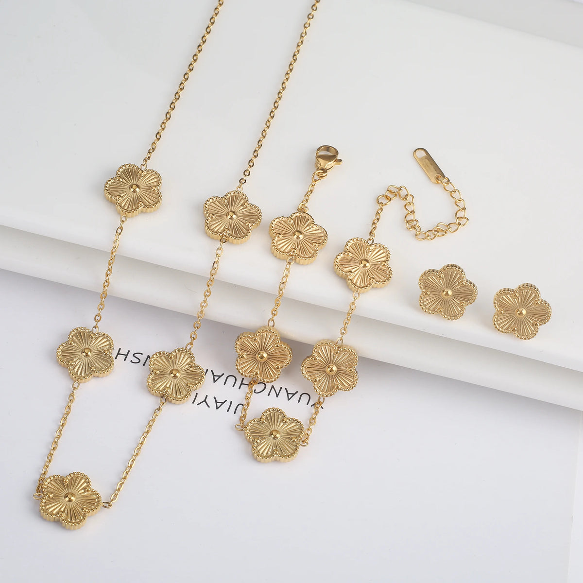 Flower Necklace Earrings Set