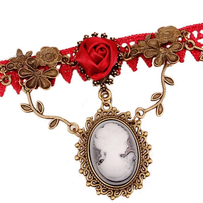 Gothic Jewelry Red Bat Halloween Necklace