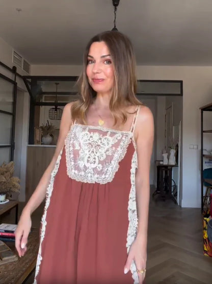 Terracotta Lace Slip Dress