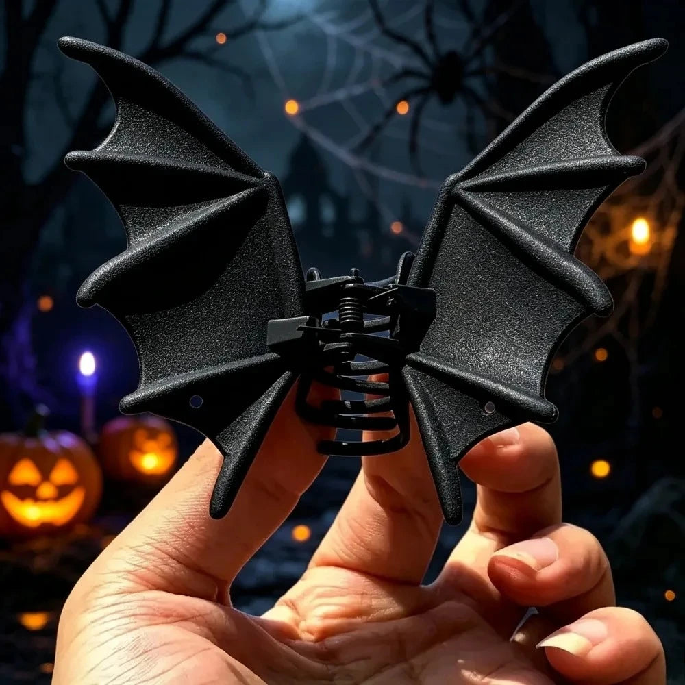 Halloween Black Bat Wings Hair Claw Clip