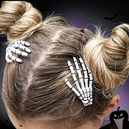 Set New Skull Hand Bone Hairpin Gripper Ghost Skeleton Hair Clips