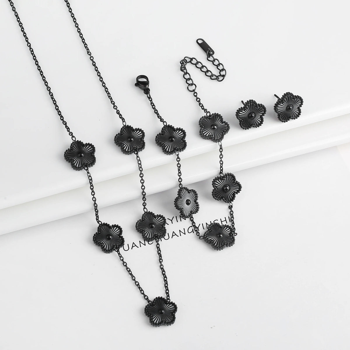 Flower Necklace Earrings Set