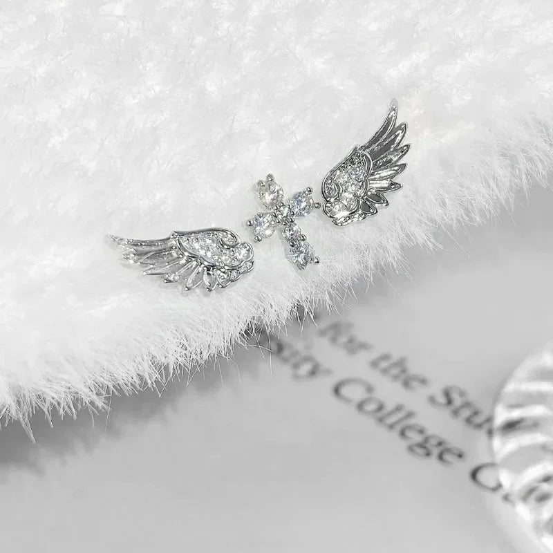 3Pcs Set Shiny Angel Wings Ear Studs