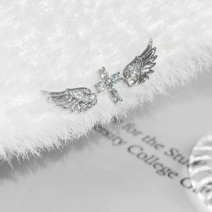 3Pcs Set Shiny Angel Wings Ear Studs