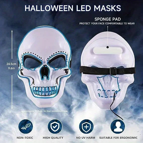 Halloween Horror Skull Mask LED Cold Light Mask