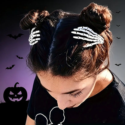 Set New Skull Hand Bone Hairpin Gripper Ghost Skeleton Hair Clips